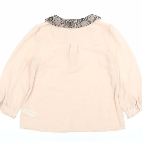 XXI Women's Pink Polyester Chiffon Blouse Size S Collared Ruffle