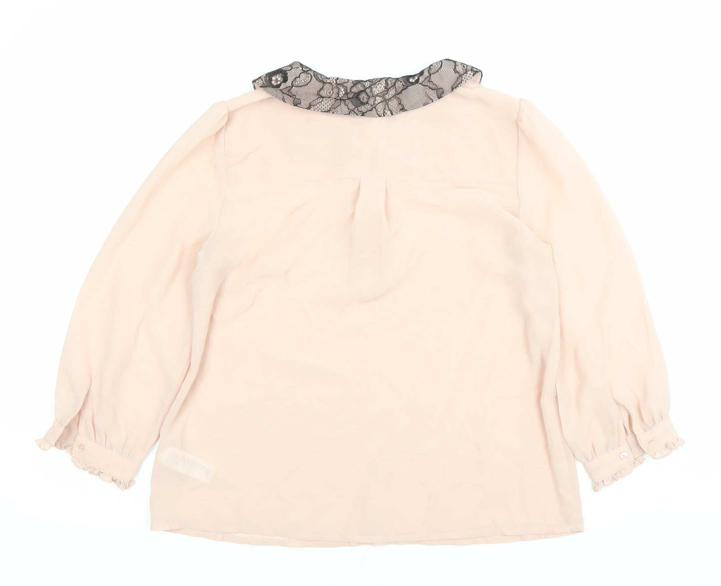 XXI Women's Pink Polyester Chiffon Blouse Size S Collared Ruffle