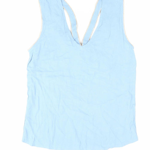 Grace & Mila Womens Blue Sleeveless V-Neck Tank Top M