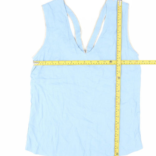Grace & Mila Womens Blue Sleeveless V-Neck Tank Top M