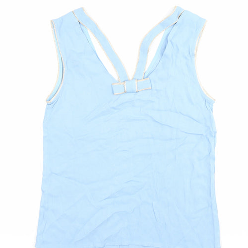 Grace & Mila Womens Blue Sleeveless V-Neck Tank Top M