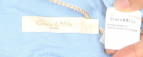 Grace & Mila Womens Blue Sleeveless V-Neck Tank Top M