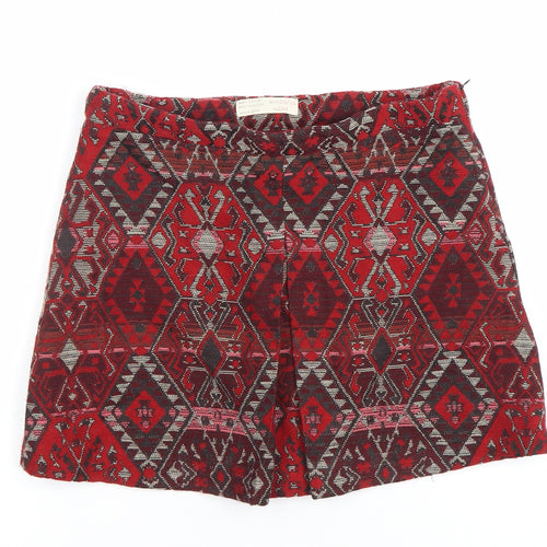 Zara Girls Red Geometric Skort A-Line Size 13-14 Years Polyester