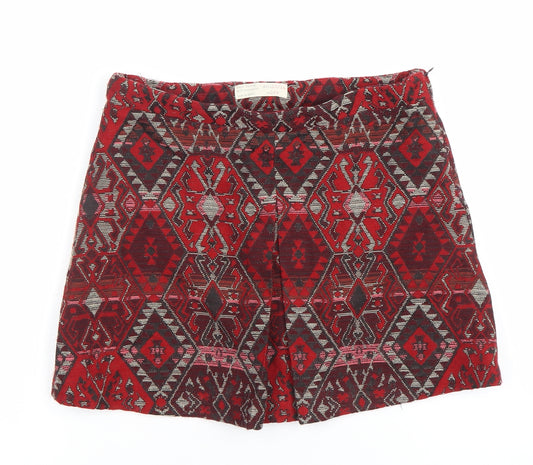 Zara Girls Red Geometric Skort A-Line Size 13-14 Years Polyester