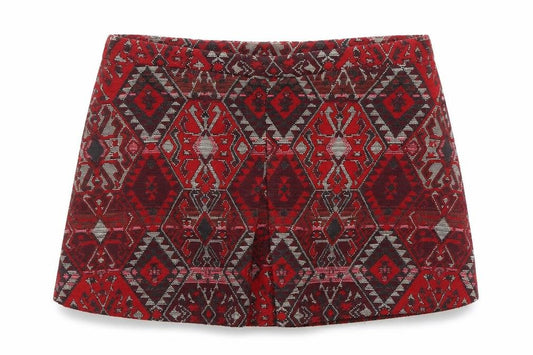 Zara Girls Red Geometric Skort A-Line Size 13-14 Years Polyester