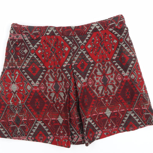 Zara Girls Red Geometric Skort A-Line Size 13-14 Years Polyester