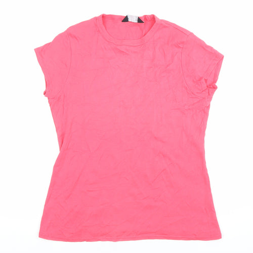 Dorothy Perkins Womens Pink Size 14 Cotton Crew Neck T-Shirt