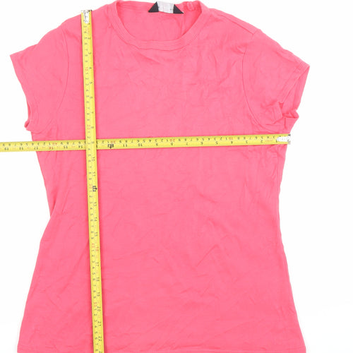 Dorothy Perkins Womens Pink Size 14 Cotton Crew Neck T-Shirt