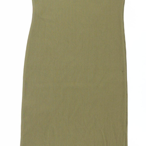 Topshop Women’s Green Midi Slip Dress Size 10 Strappy Scoop Neck