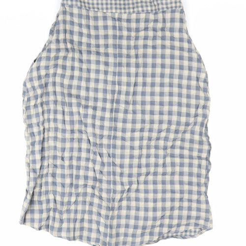 Native Youth Women’s Blue Check Cotton XS Knee Length Button Skirt