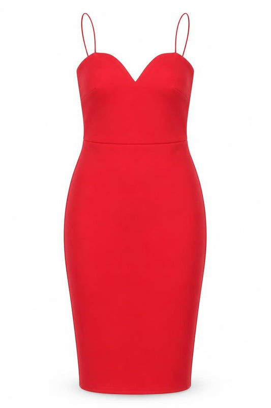 Front view of ASOS Women’s Red Sleeveless Bodycon Dress, size UK 8, Party Cocktail