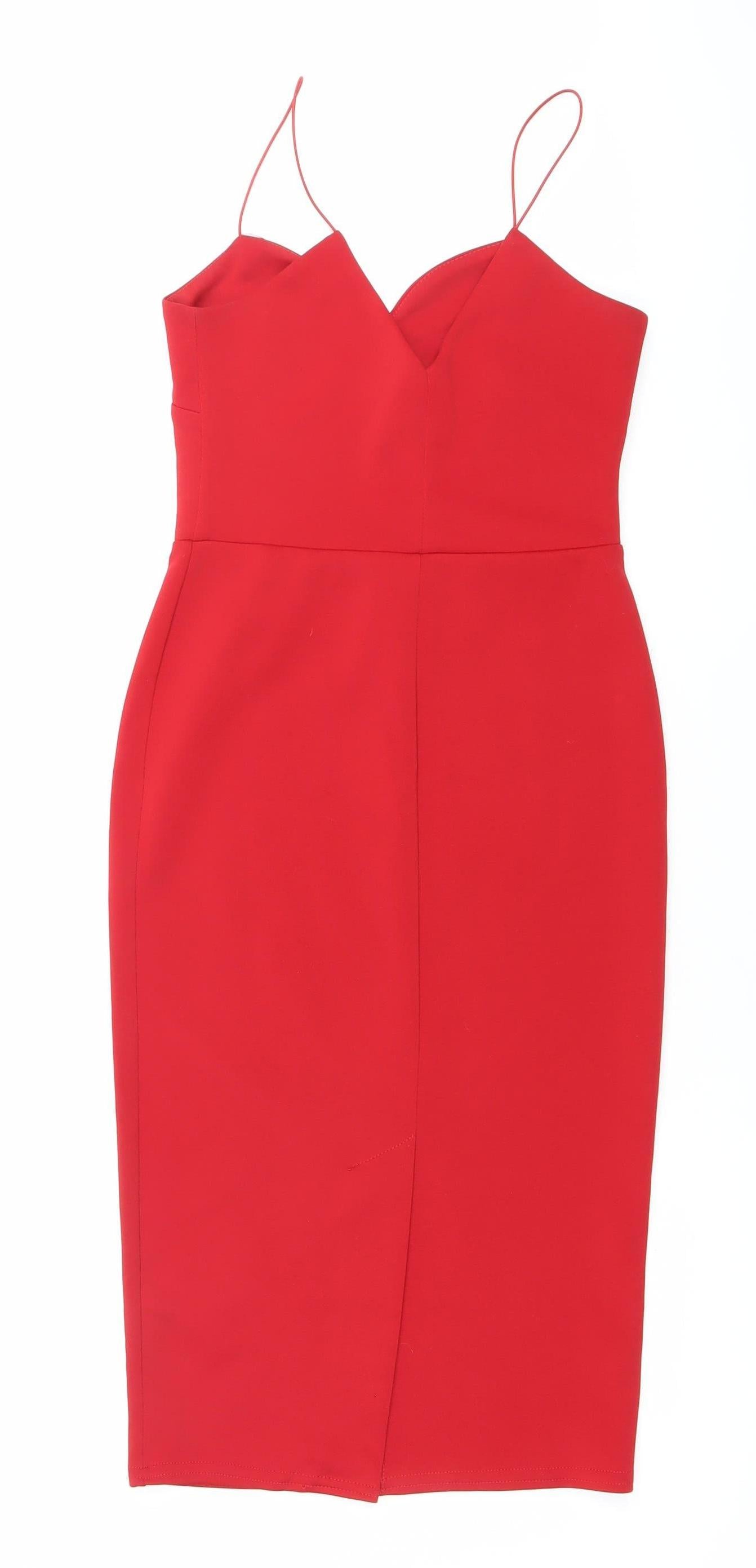 ASOS Women’s Red Sleeveless Bodycon Dress Size 8 Party Cocktail