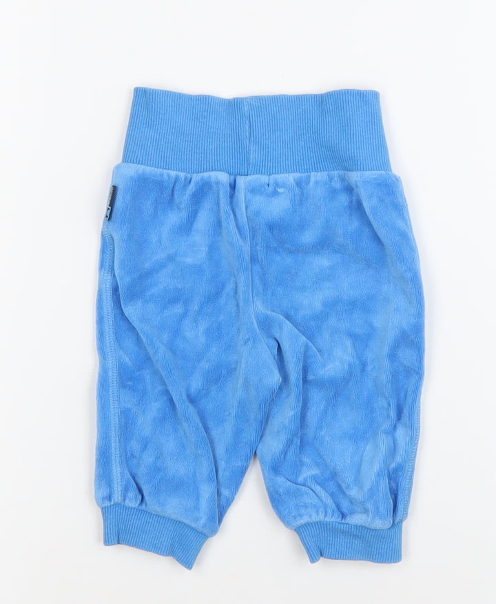 Mohini Baby Unisex Blue Jogger Trousers 3-6 Months Velour Cotton Blend