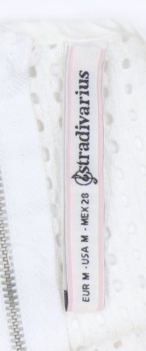 Stradivarius Womens White Cotton Lace Cropped Blouse Size 12