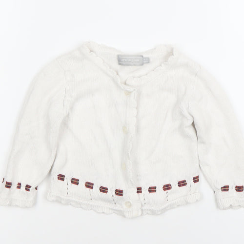JPW Junior Girls White Knit Cardigan 6-12 Months Button Up Cotton