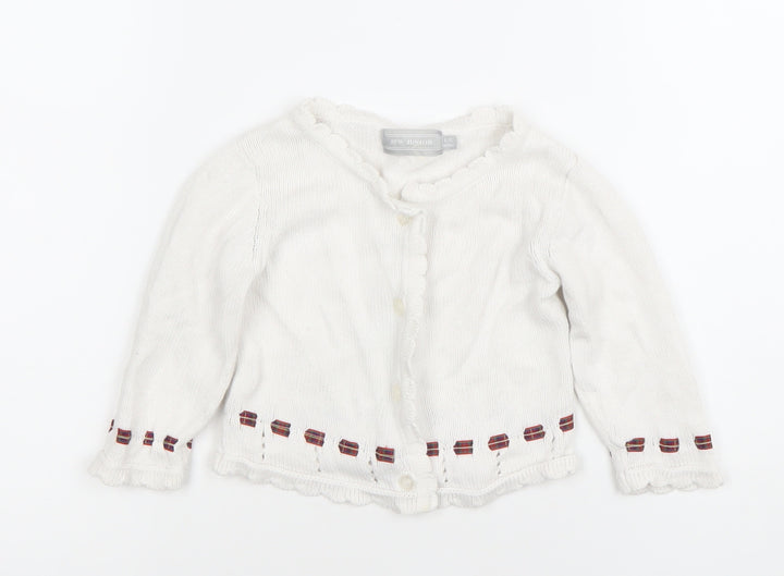JPW Junior Girls White Knit Cardigan 6-12 Months Button Up Cotton