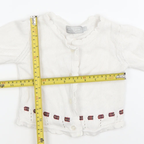 JPW Junior Girls White Knit Cardigan 6-12 Months Button Up Cotton