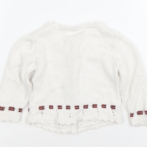 JPW Junior Girls White Knit Cardigan 6-12 Months Button Up Cotton