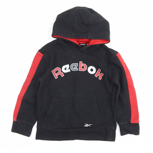 Reebok Boys Black Red Pullover Hoodie 4-5 Years Long Sleeve Sportswear
