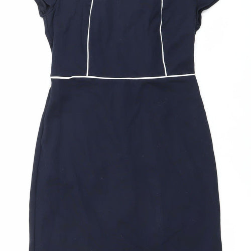 John Lewis Women’s Blue Sheath Dress Size 10 Workwear Short Sleeve