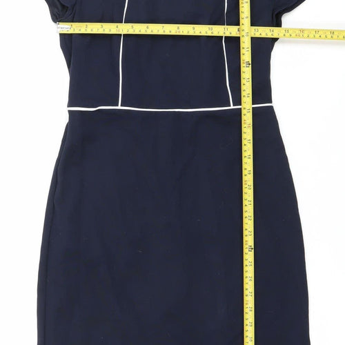 John Lewis Women’s Blue Sheath Dress Size 10 Workwear Short Sleeve
