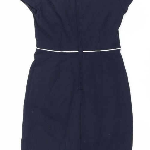 John Lewis Women’s Blue Sheath Dress Size 10 Workwear Short Sleeve