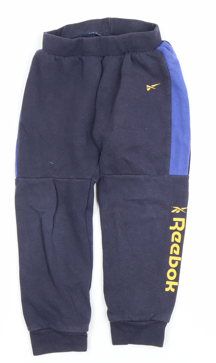 Reebok Boys Blue Jogger Sweatpants 4-5 Years Cotton Blend Activewear