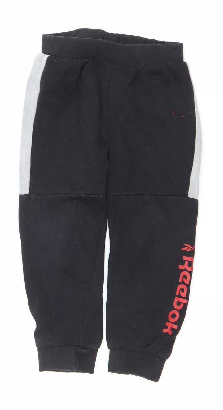 Reebok Boys Black Jogger Sweatpants 4-5 Years Cotton Blend Activewear