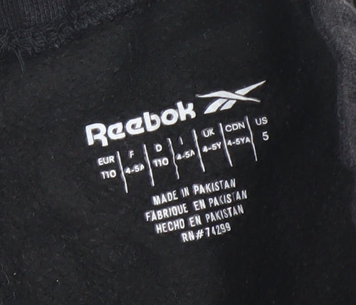 Reebok Boys Black Jogger Sweatpants 4-5 Years Cotton Blend Activewear