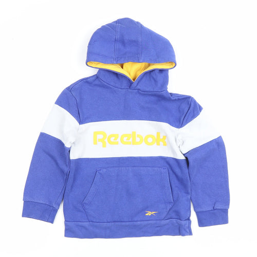Reebok Boys Blue 5-6 Years Pullover Hoodie with Logo Graphic