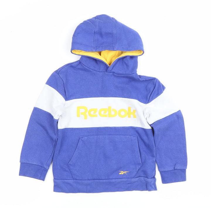 Reebok Boys Blue 5-6 Years Pullover Hoodie with Logo Graphic