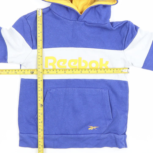 Reebok Boys Blue 5-6 Years Pullover Hoodie with Logo Graphic