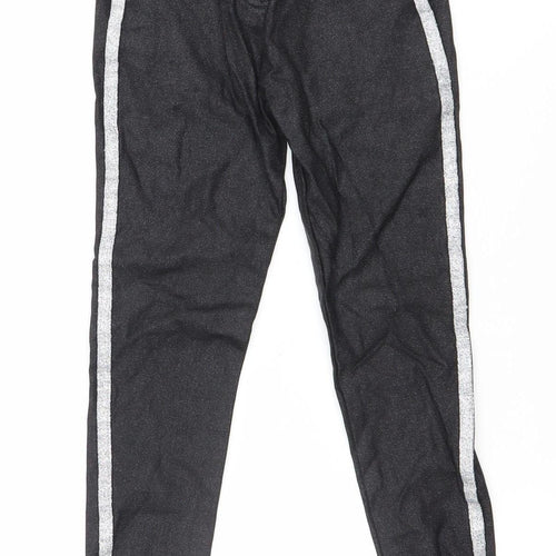 F&F Girls Black Skinny Jeans 4 Years Side Stripe Stretch Denim