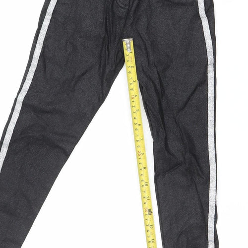 F&F Girls Black Skinny Jeans 4 Years Side Stripe Stretch Denim