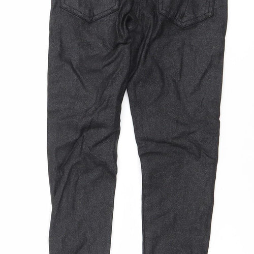 F&F Girls Black Skinny Jeans 4 Years Side Stripe Stretch Denim