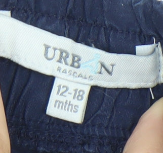 Urban Rascals Unisex Baby Blue Cotton Shorts 12-18M Elastic Waist