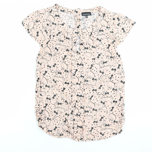 Warehouse Womens Pink Floral Blouse Size 10 Cap Sleeve Tunic