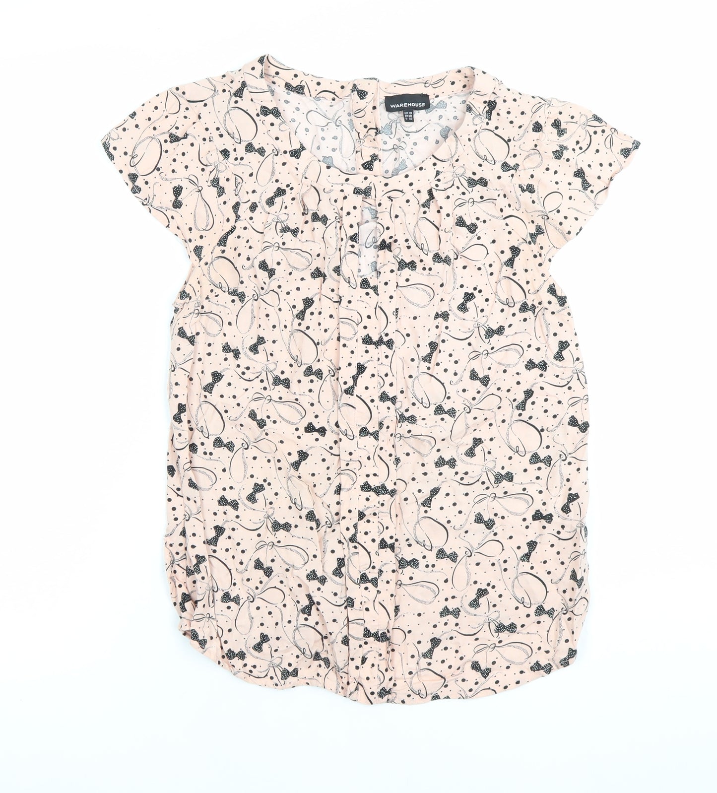 Warehouse Womens Pink Floral Blouse Size 10 Cap Sleeve Tunic
