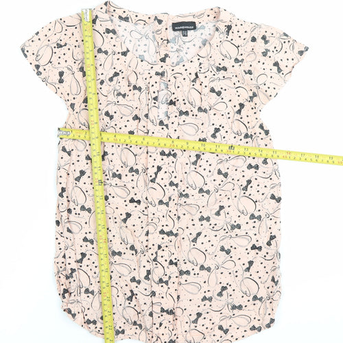 Warehouse Womens Pink Floral Blouse Size 10 Cap Sleeve Tunic