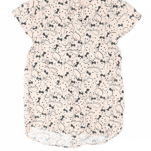 Warehouse Womens Pink Floral Blouse Size 10 Cap Sleeve Tunic