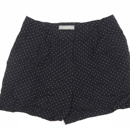 Oasis Women Black Polka Dot High Rise Shorts Size 8