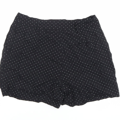 Oasis Women Black Polka Dot High Rise Shorts Size 8