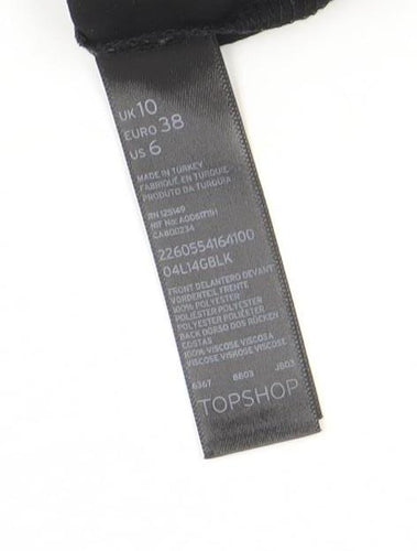 Topshop Women Black Beaded Round Neck Sleeveless Blouse Size 10