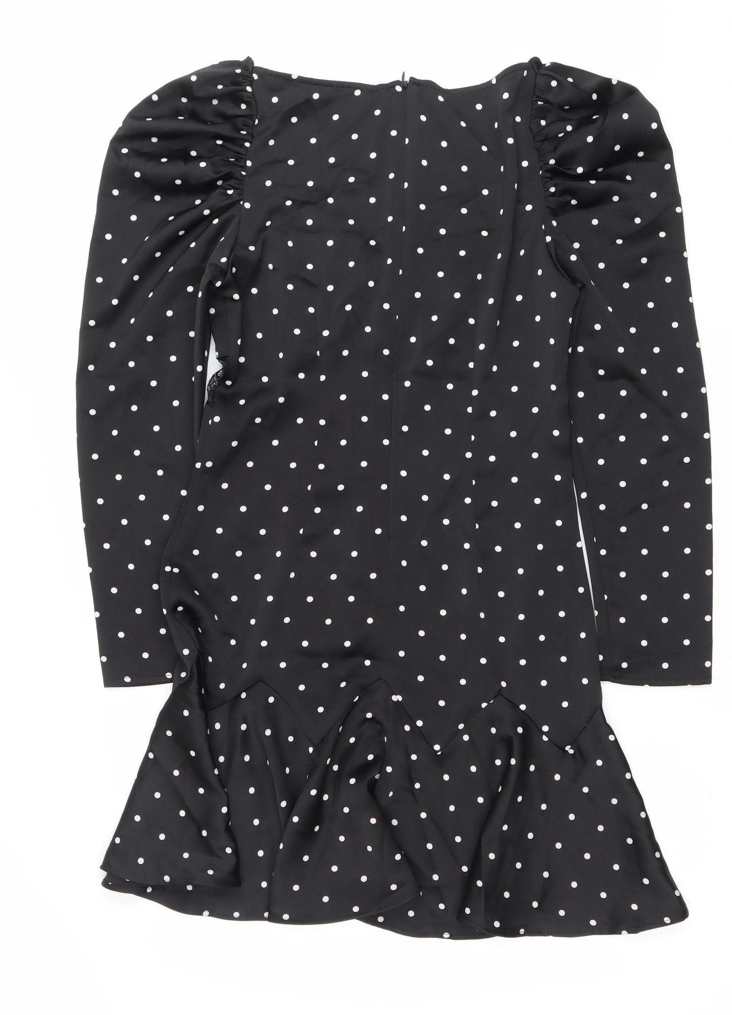H&M Women’s Black Polka Dot Bodycon Dress Size 8 Long Sleeve