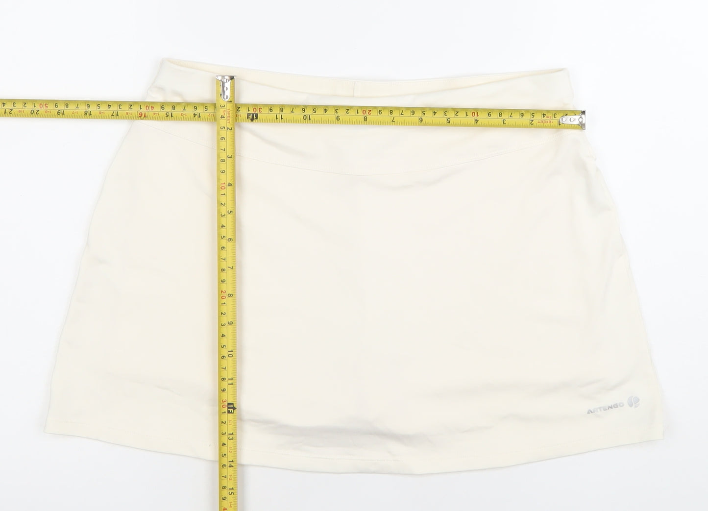 Artengo Women Ivory Athletic Tennis Skort S Regular Fit Polyester Elastane