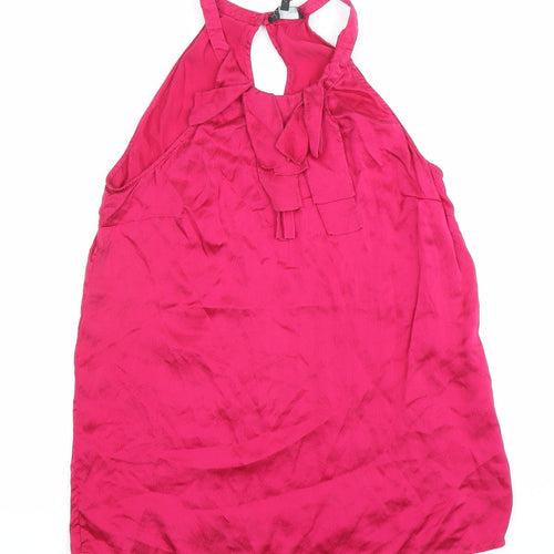 Next Women’s Pink Silk Halter Neck Bow Blouse Size 8