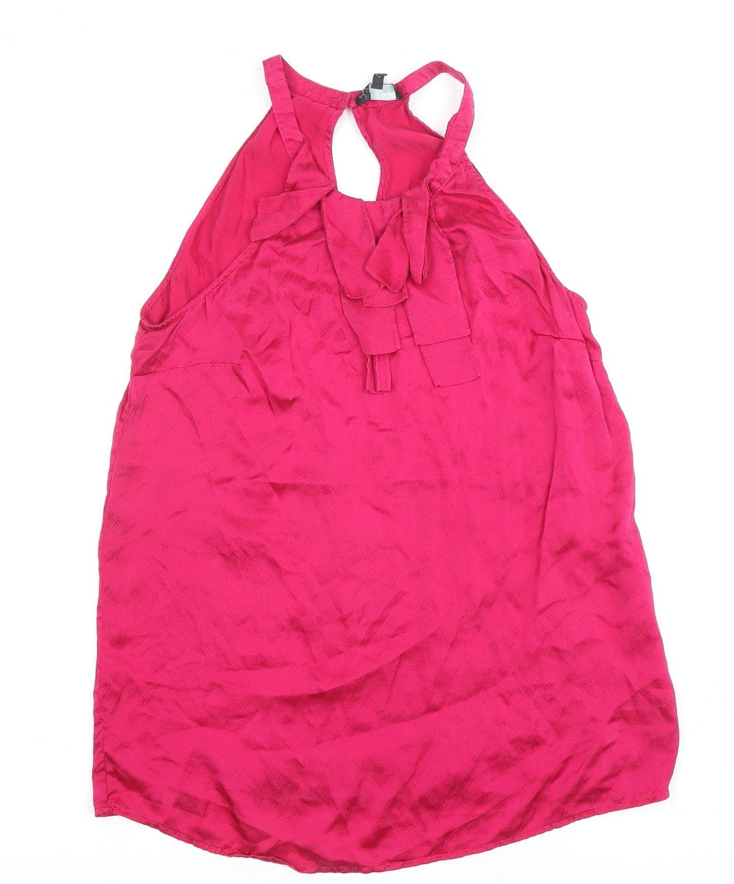 Next Women’s Pink Silk Halter Neck Bow Blouse Size 8