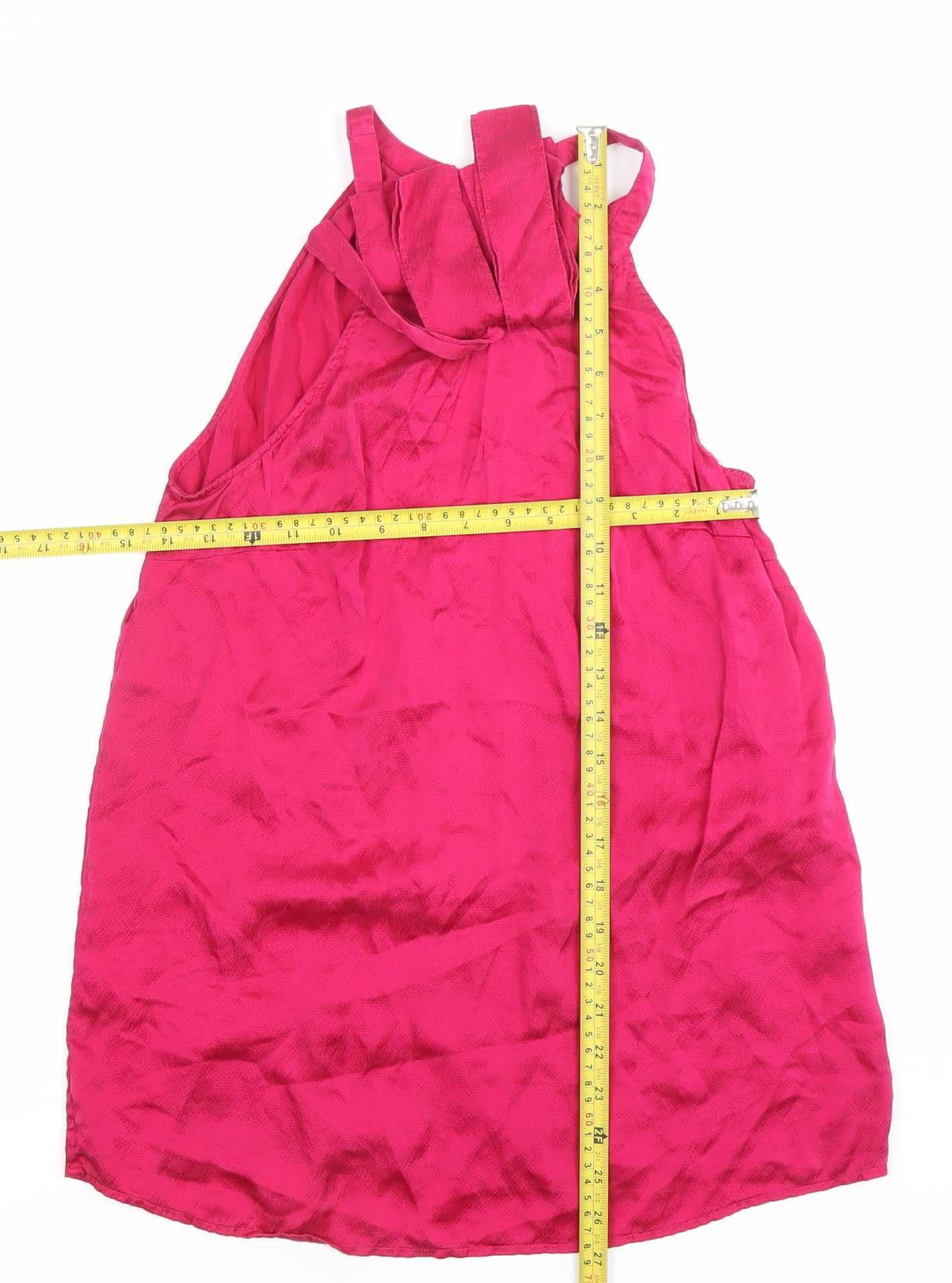 Next Women’s Pink Silk Halter Neck Bow Blouse Size 8