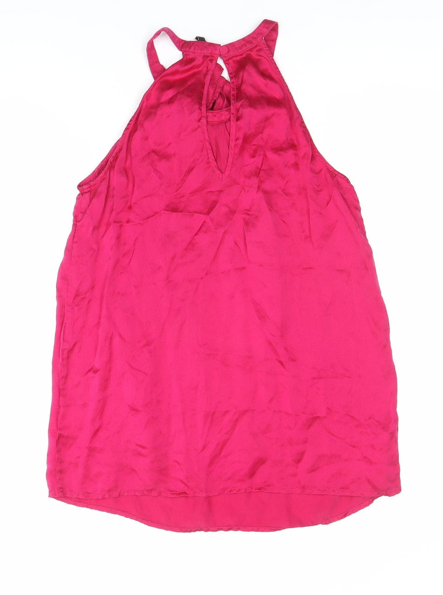 Next Women’s Pink Silk Halter Neck Bow Blouse Size 8