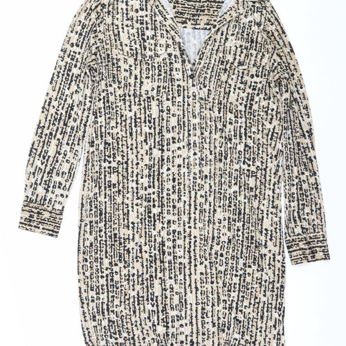 Ellen Tracy Women’s Beige Black Animal Print Wrap Dress M